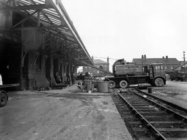 Sewer work in progress in the London & North Eastern Goods and Coal Depot on South Accommodation Road. Pictured in January 1950.