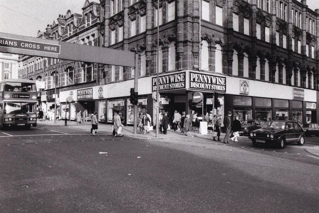 Pennywise on Vicar Lane - pictured in October 1985 - was popular with bargain-hunters.