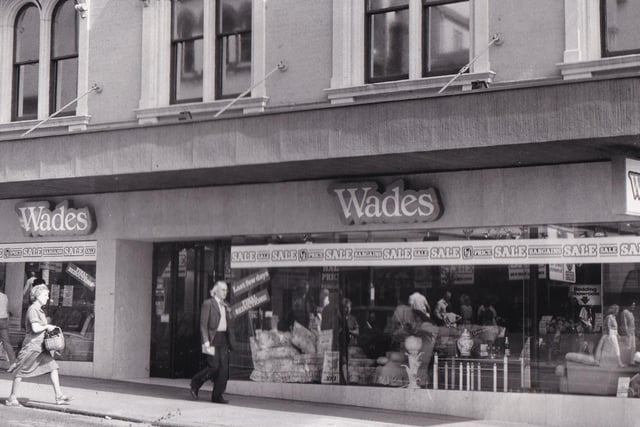 Do you remember Wade's furniture store on Briggate near the Empire Arcade? Pictured in August 1984.