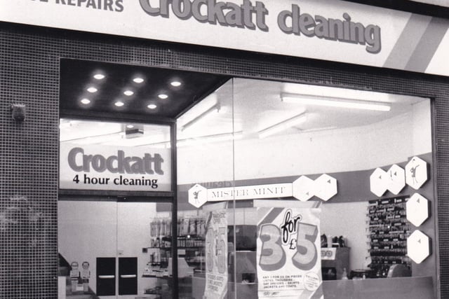 Crockatt cleaning on Bond Street offered dry cleaning and shoe repairs. Pictured in October 1987.