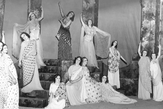 Members of the Leeds Sylvians strike a pose for the camera. The amateur theatrical group performed at Leeds Grand Theatre in November 1938. Proceeds were donated to Boots for the Bairns.