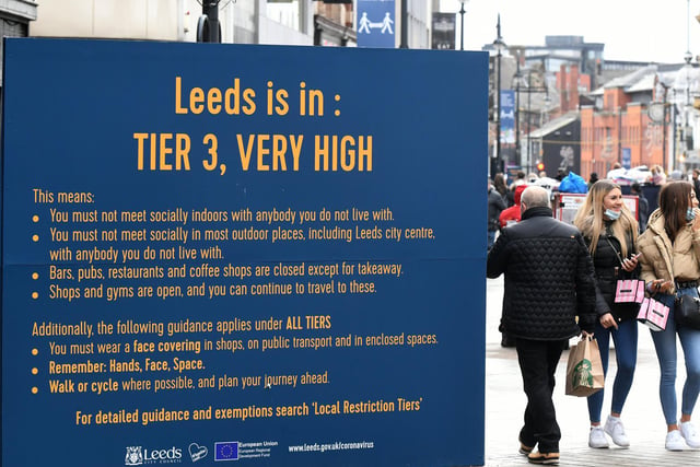 Shoppers were reminded that Leeds is in Tier 3.