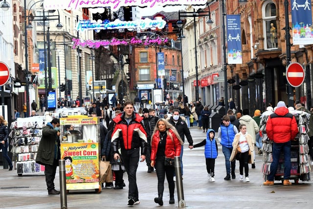 Shoppers on Briggate.