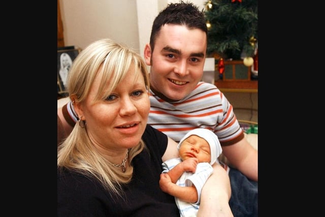 Baby Alfie Jay Eades-Smithers born Christmas Day 2004 with mum Debbie Smithers and dad Craig Eades.