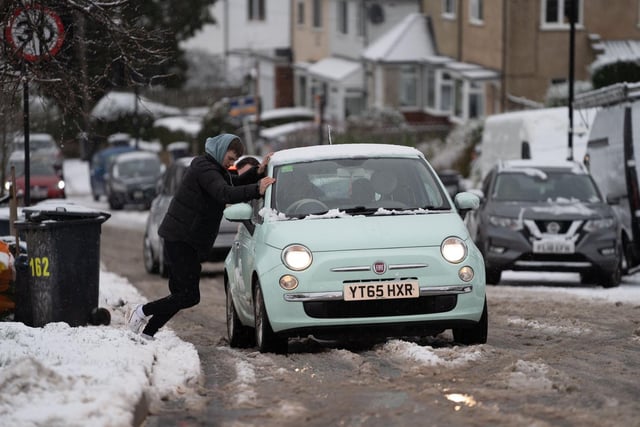 Drivers struggled to get their cars going in the snowy conditions on Tuesday morning.