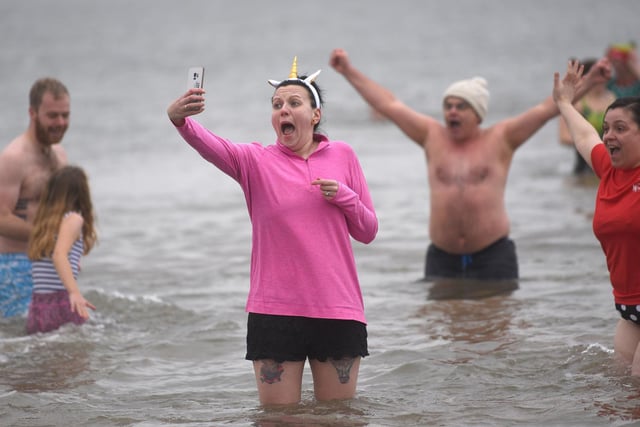 New Year's Day dip on Fleetwood beach