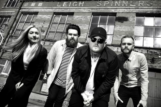 MARCH - It was good to meet The Lottery Winners, an up and coming band from Leigh, from left, Katie Lloyd, Rob Lally, Thom Rylance and Joe Singleton, just before they released their first album on 13th March, pictured at the iconic location of Leigh Spinners Mill in their hometown, Leigh, it's great to see the band celebrating their home town too.