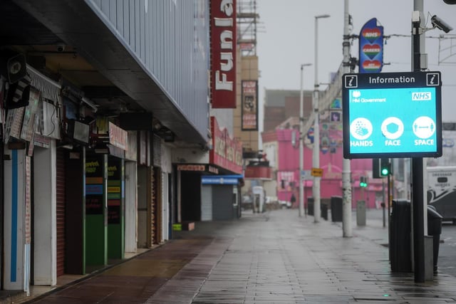 An empty Blackpool Promenade as the country entered a new four-week lockdown