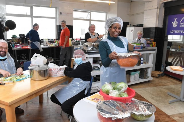 Glenda Andrew, and some of the team at the Preston Windrush foodhub