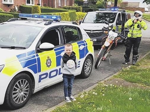 A birthday boy felt the long arm of the law when officers turned up to surprise him on his special day. Finley Hubbert was left lost for words when a police car, bike, and van turned up to his Watson Crescent home on Wakefield's Eastmoor estate.