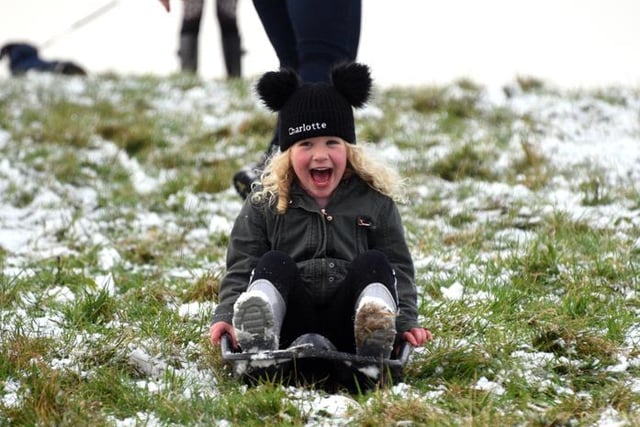 Five-year-old Charlotte Cadman on the slopes in Buckshaw Village