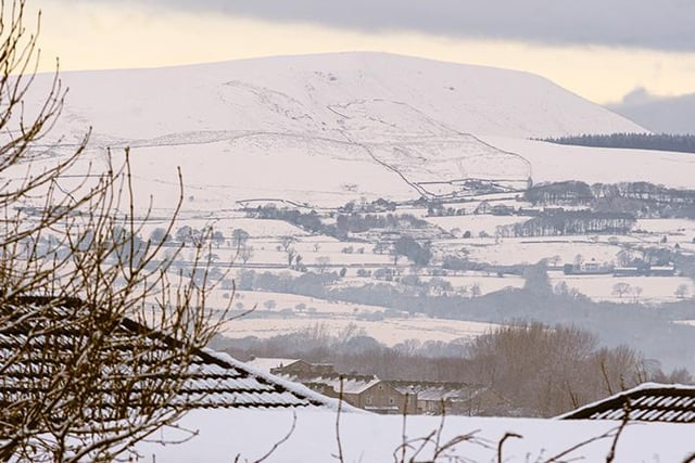 Pendle Hill always a prominent view looked fabulous in its white coat