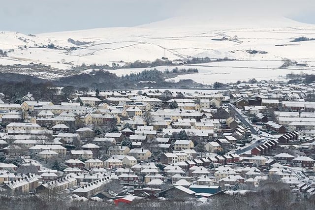 Burnley's rooftops were transformed from their usual grey to a beautiful white