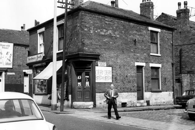 Cambridge Road in August 1967. On the left is the end of Vaughan Street, next is a hardware shop, business of Keith and son. Then pictured is S.Appletons shoe shop. Oakfield Street can be seen, used as storage area for the shoe shop.