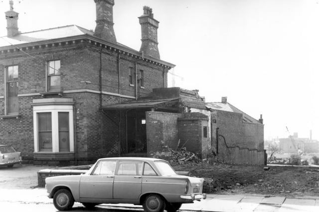 Hillary Place is visible to the left of this view in March 1966, and the premises of Laverty and Sons Ltd, church furnishers.