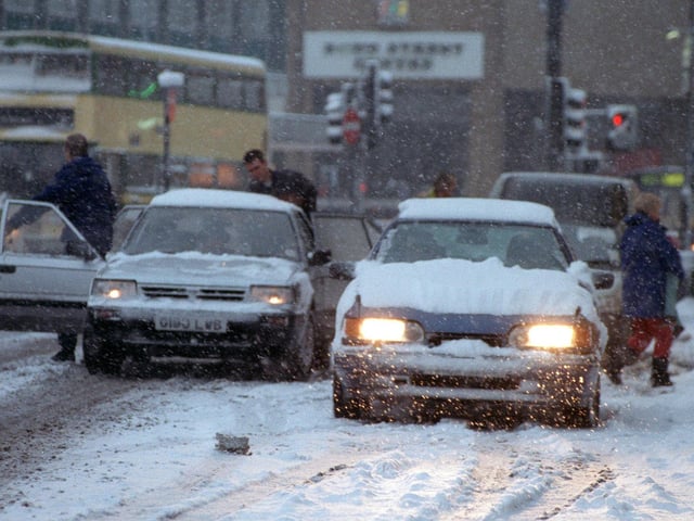 Snow brought chaos as motorists struggled in City Square.