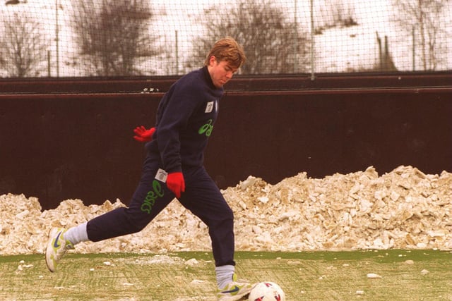 Tomas Brolin trains at the South Leeds Stadium ahead of Leeds United's clash with Nottingham Forest at Elland Road. It was a game the Whites lost 2-1.