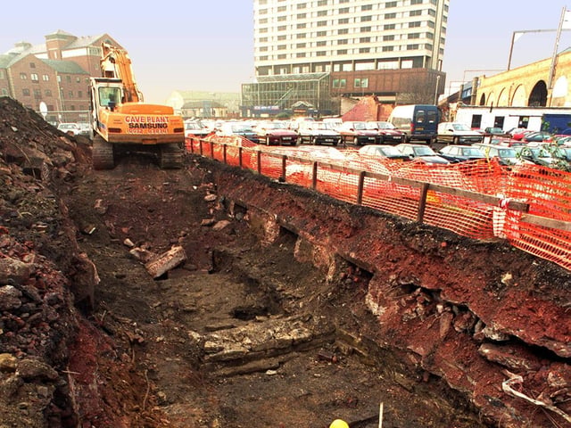 Experts from the West Yorkshire Archeological Service were carrying out a dig at the Queens Hall car park in the city centre. They were looking for relics from the old Kings Mill site.