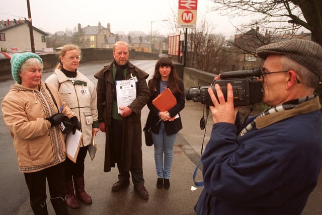 Members of Tinshill Concern petition and film at the blackspot on Station Road, in Horsforth. Pictured from left are Dorothy Cuthbert, Clare King, Keith Donovan, Karen Jarrett and Joe Thoms.