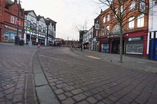 Wigan town centre is quiet on the first day of another lockdown.