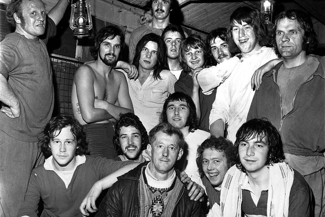 Wigan Rovers FC pictured in their clubhouse during 1973