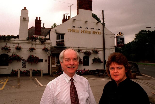 Geoff and Norma Wilkinson pictured outside the Three Horse Shoes at Oulton.