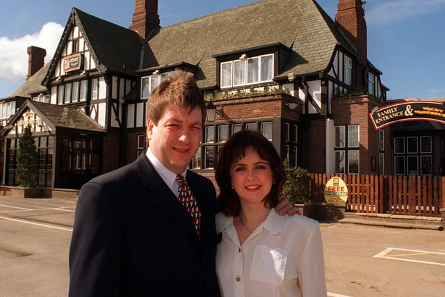 This is David and Vicky Gooch who ran The Lawnswood Arms. They are pictured outside the pub in March 1997.