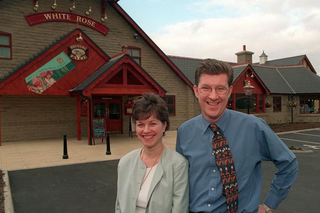 Barbara and Paul Ayres outside the White Rose pub on Dewsbury Road in March 1997.