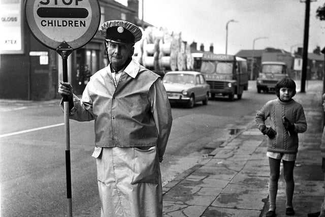A school crossing patrol in Wigan 1973
