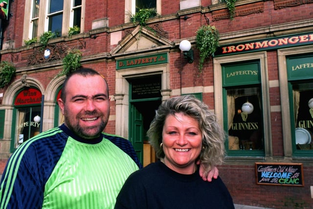 September 1997 and this is Neil Smith and partner Lynn Best who ran Laffertys in the city centre.