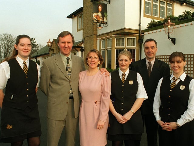 David and Sharon Hill with some of their staff. Pictured from the left are, Catherine Roberts, Laila Hamade, bar supervisor, Martin Tindall, assistant manager and Elena Georgiou.