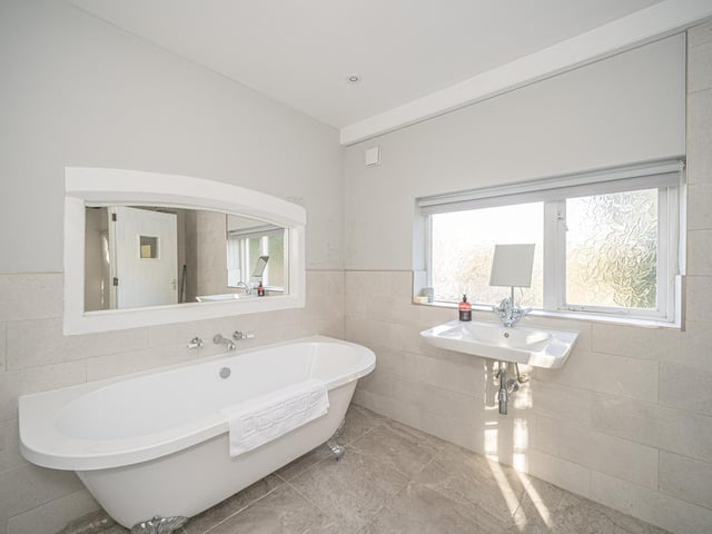 The bathrooms are simple and stylish