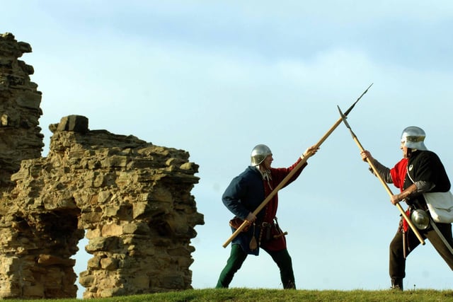 Members of the Towton Battlefield Society and Frei Compagnie  held a reenactment of the Battle of Wakefield in 2007. Neil Wilson from The House of York (left) battles Mick Weaver (Henry Percy, the Duke of Northumberland from the House of Lancaster).
