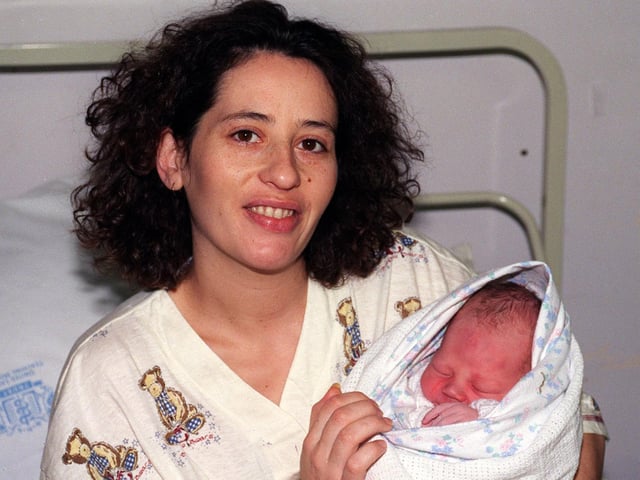 Samantha Cooper from Pudsey with her new born son Sam who was the first baby of 1999 born at Leeds General Infirmary.