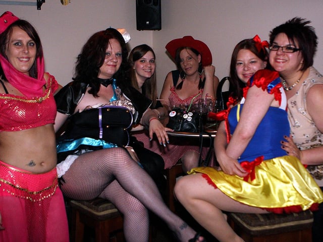 Stacey, Jayme, Emily, Lizzie, Gemma and Lisa, all of Filey, out for Gemma's birthday (Disney theme), in 2013.