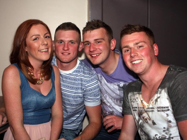 Sarah, Skinny, Jamie and Sam celebrating Skinny's birthday, in 2013.
