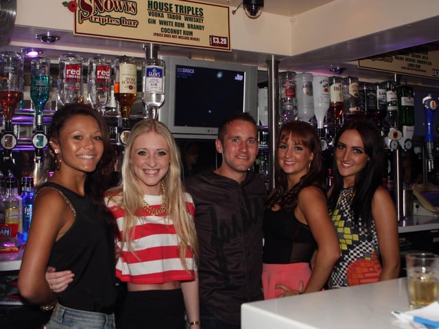 Bar staff Phoebe, Bobbie, Kyle, Adele and Abbie, in 2013.
