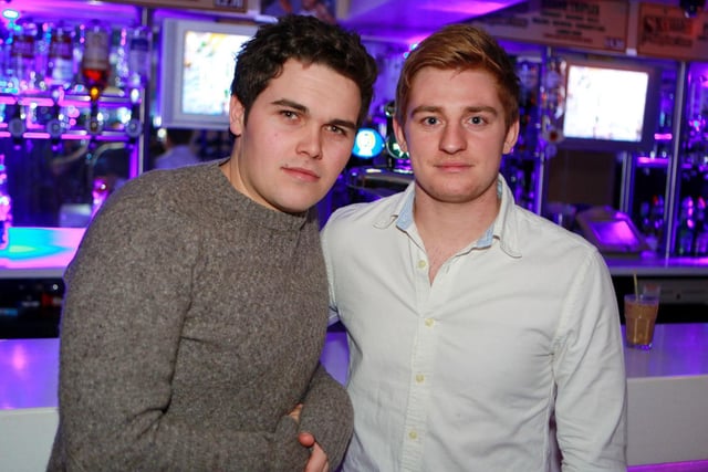 Dean and Corey enjoying student night, in 2015.
