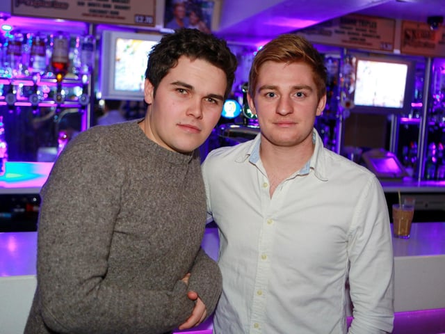 Dean and Corey enjoying student night, in 2015.