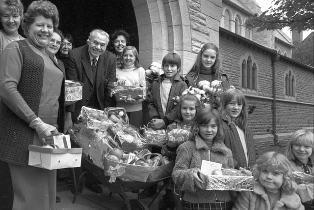 Retro 1974 - Harvest Festival gifts distributed by Wigan youngsters