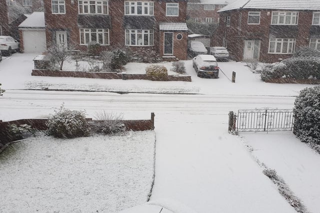 The snow has started causing traffic problems in north Leeds.