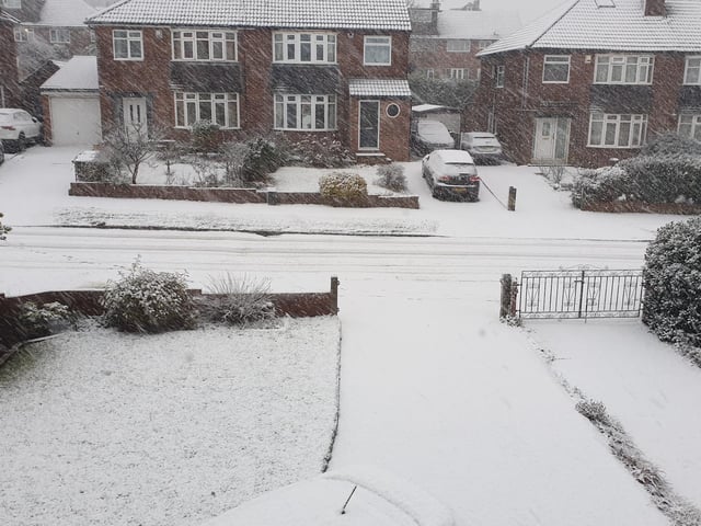 The snow has started causing traffic problems in north Leeds.