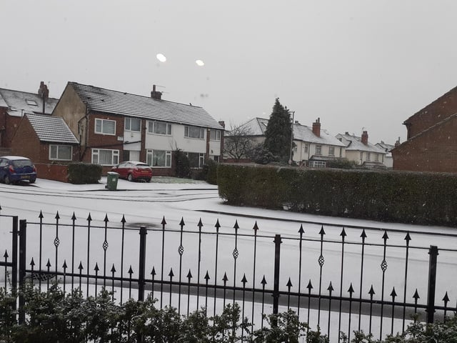 Snow covered north Leeds streets.
