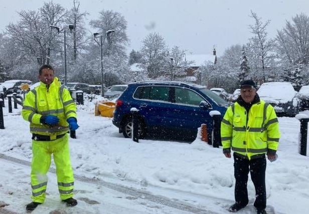 Matthew and James from the Harrogate and District NHS Foundation Trust have been helping keep areas clear and people safe.