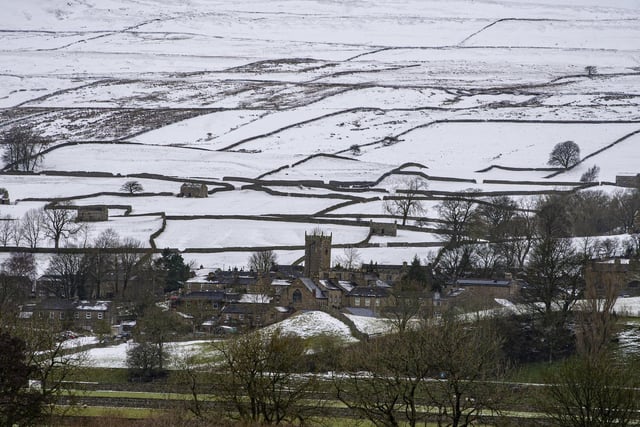 Askrigg surrounded by snow