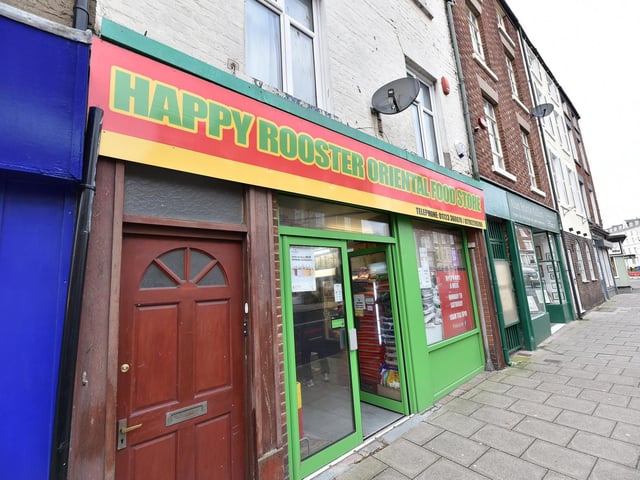 Happy Rooster food store, on North Marine Road.