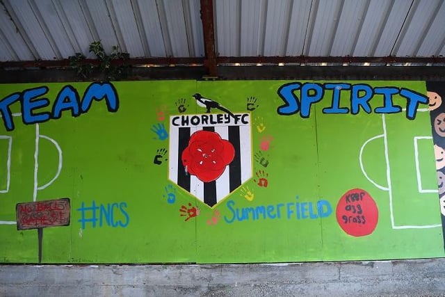 A detailed view of a mural is seen inside the ground prior to the FA Cup Third Round match