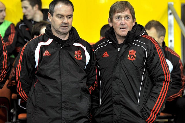 Kenny Dalglish watches on with assistant Steve Clarke