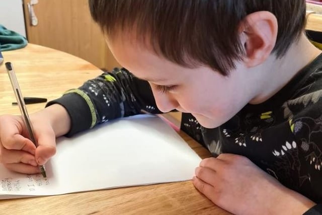 Sarah Winwood said: "My son Tyler, 7, doing his work, proper easy home schooling as have been doing it for 4 years with my oldest son who is now 15. All you need to do is keep calm."