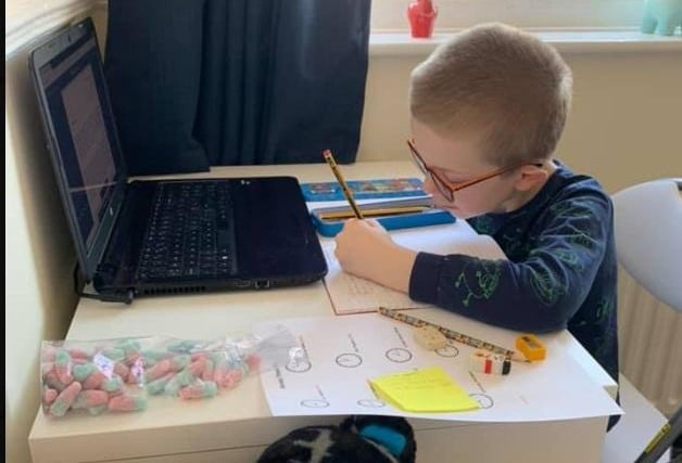 Jannine McMaster said: "My son with his brand new desk in his room. I'm also working full time from home so this way we both get to work."